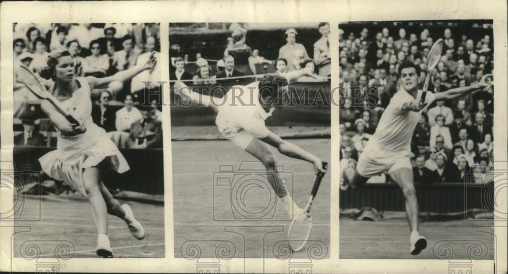 1955 Press Photo Beverly Fleitz &amp; others in Wimbledon Lawn Tennis Championship- Historic Images