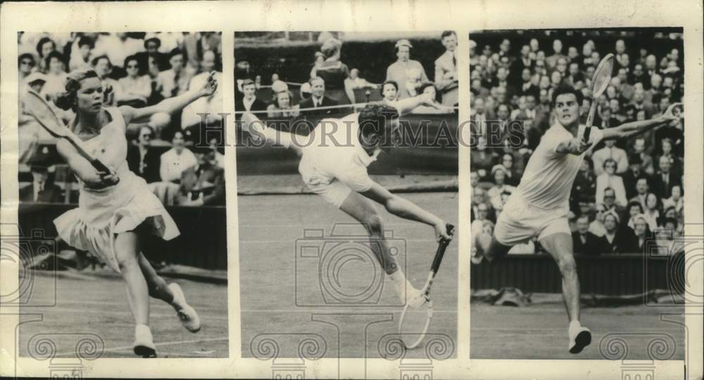 1955 Press Photo Beverly Fleitz & others in Wimbledon Lawn Tennis Championship- Historic Images