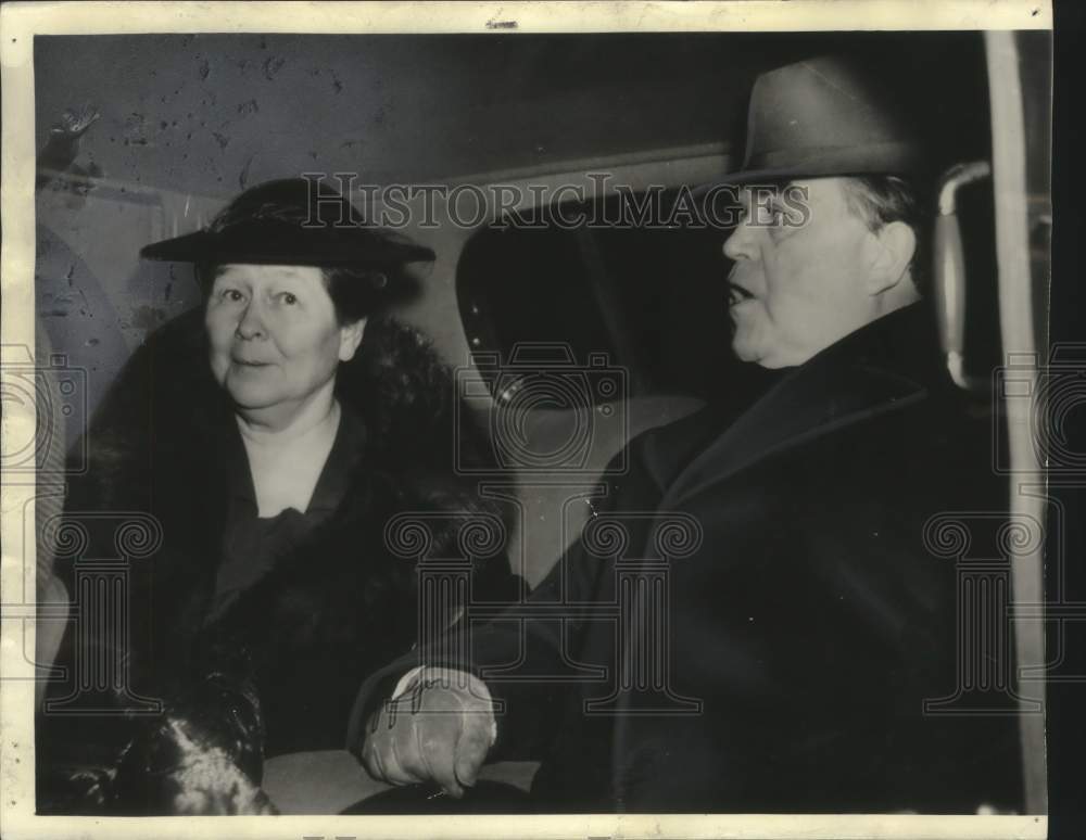 1939, John J. Lewis, a Veteran Union Leader, in Car with His Wife - Historic Images