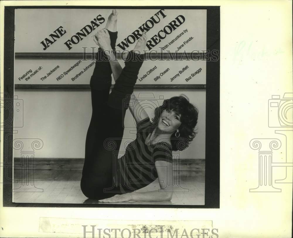 1982 Press Photo Jane Fonda on the cover of her workout video - mjc29586 - Historic Images