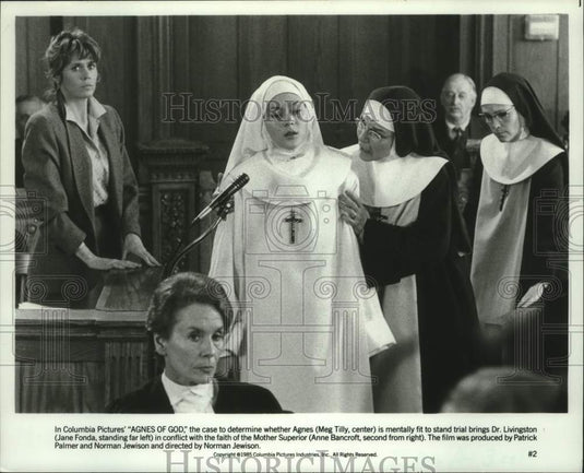 1985 Press Photo Jane Fonda and Meg Tilly in "Agnes of God" - mjc29590 - Historic Images