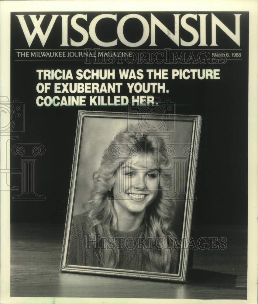 1988 Press Photo Wisconsin Magazine cover with Tricia Schuh&#39;s framed photo - Historic Images