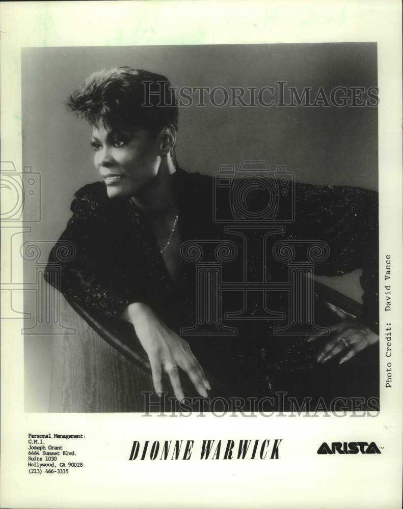 1985 Press Photo Singer Dionne Warwick - mjc29739 - Historic Images