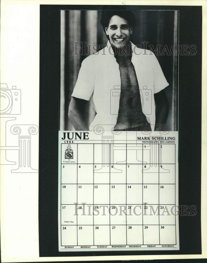 1983 Press Photo Mark Schilling was Mr. June on University-WM student calendar. - Historic Images