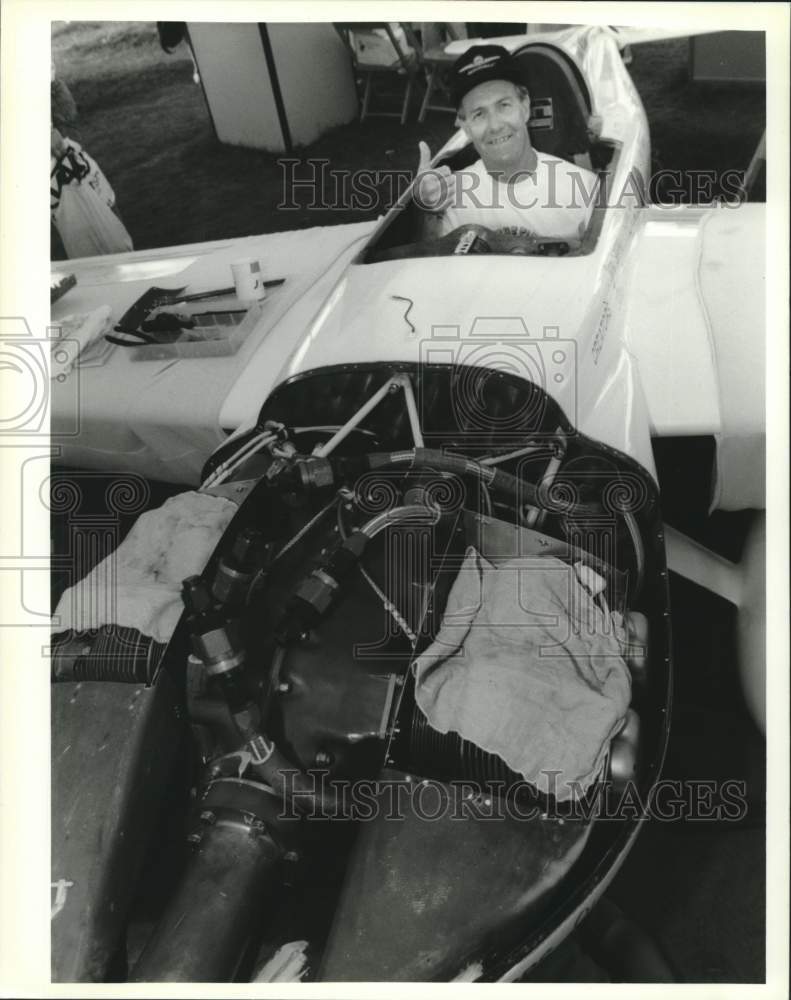 1993 Press Photo Jon Sharp in his Formula One plane, Nemesis - mjc29813 - Historic Images