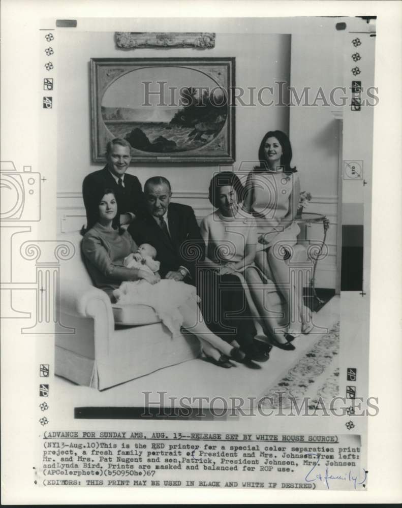 1967 Press Photo Lyndon B. Johnson, Wife, and Family Washington - mjc29917 - Historic Images