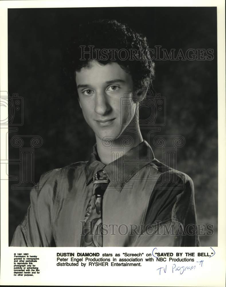 1991 Press Photo Dustin Diamond stars as Screech on &quot;Saved By The Bell&quot; - Historic Images