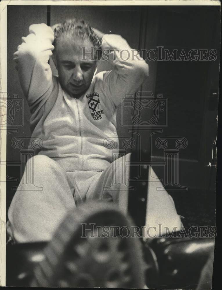 1973, Judge Christ T. Seraphim exercising at Milwaukee Athletic Club - Historic Images