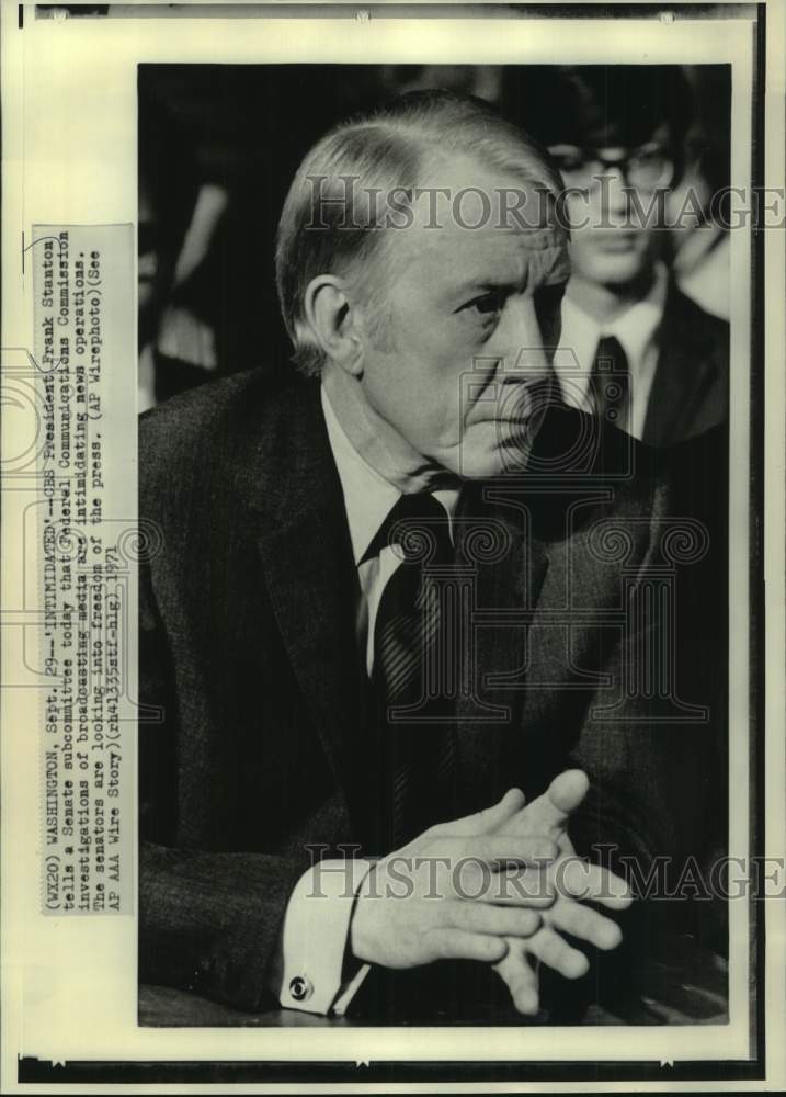 1971 Press Photo CBS President Frank Stanton at a Senate subcommittee meeting - Historic Images