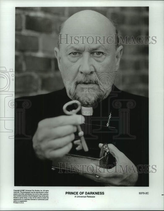 1987 Press Photo Actor Donald Pleasence in Universal's "Prince of Darkness" - Historic Images