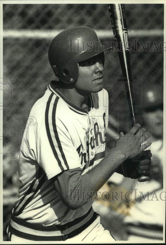 1991 Press Photo Brian Steinbach of Arrowhead watches his leadoff triple. - Historic Images