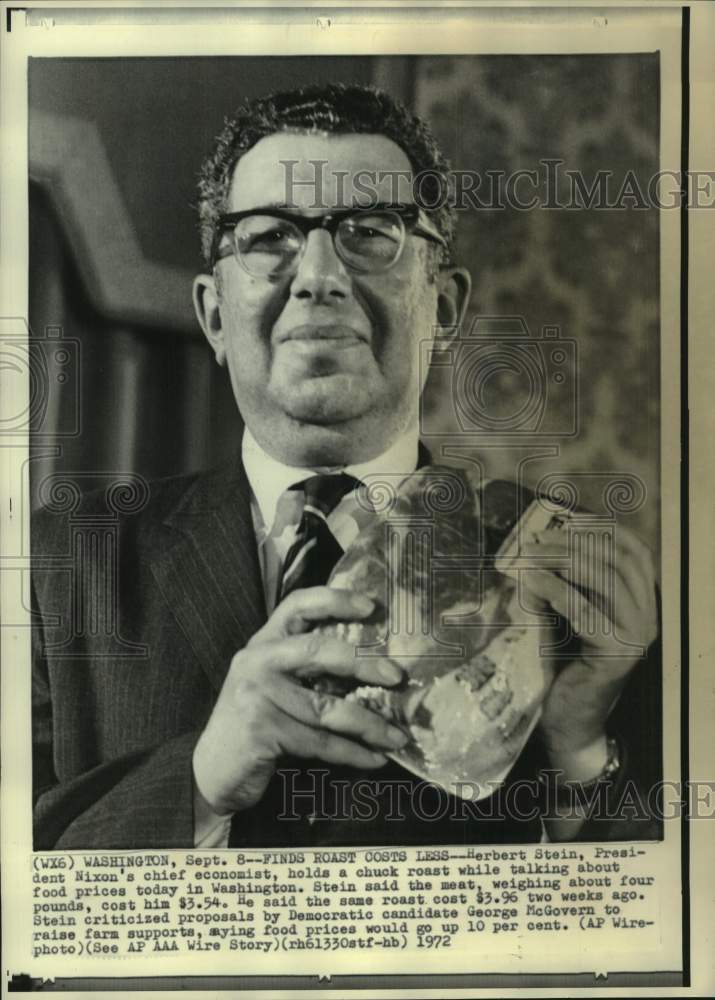 1972 Press Photo Hebert Stein, President Nixon&#39;s chief economist, Washington - Historic Images