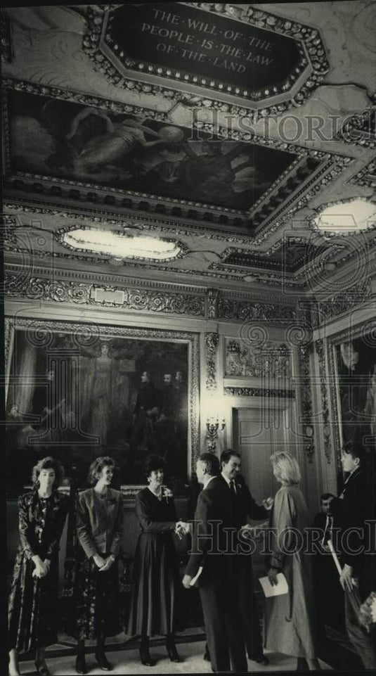 1991 Press Photo Wisconsin Governor Tommy G Thompson & family, inaugural ball - Historic Images