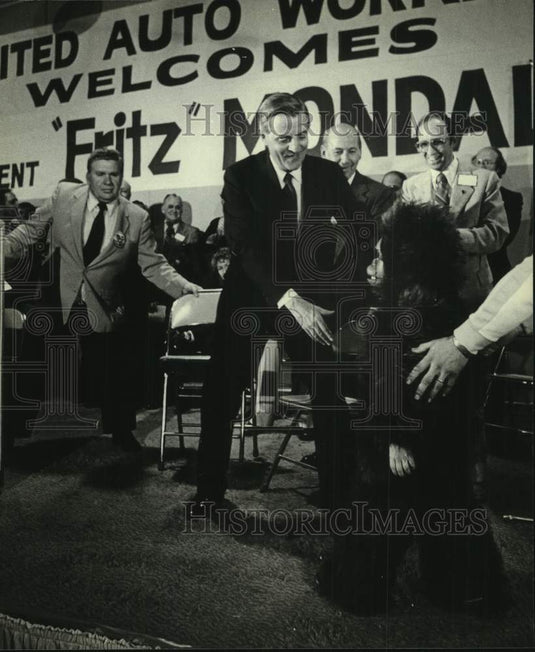 1980 Press Photo Vice President Walter Mondale & others at a party, Kenosha - Historic Images