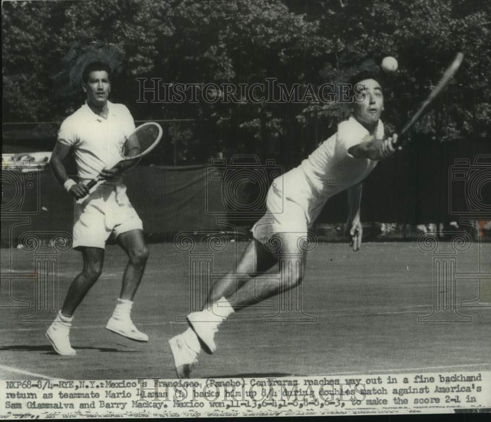 1986 Press Photo Mexico's Francisco Contreras and Mario Llamas, Tennis, New York - Historic Images