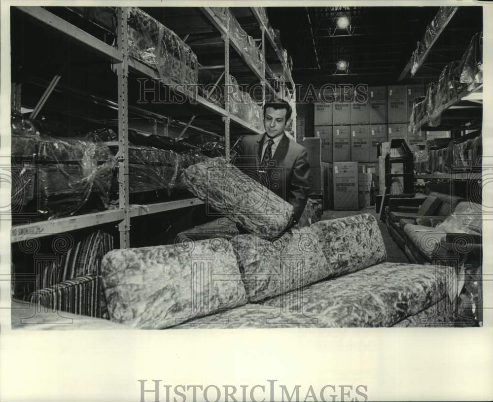 1972, Vice-president Harold Stein of Stein&#39;s-Kosciuszko in warehouse - Historic Images