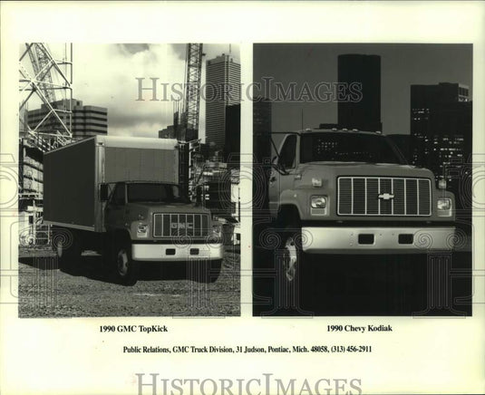 1990 Press Photo GMC Trucks, the TopKick and the Chevy Kodiak - mjc31447 - Historic Images