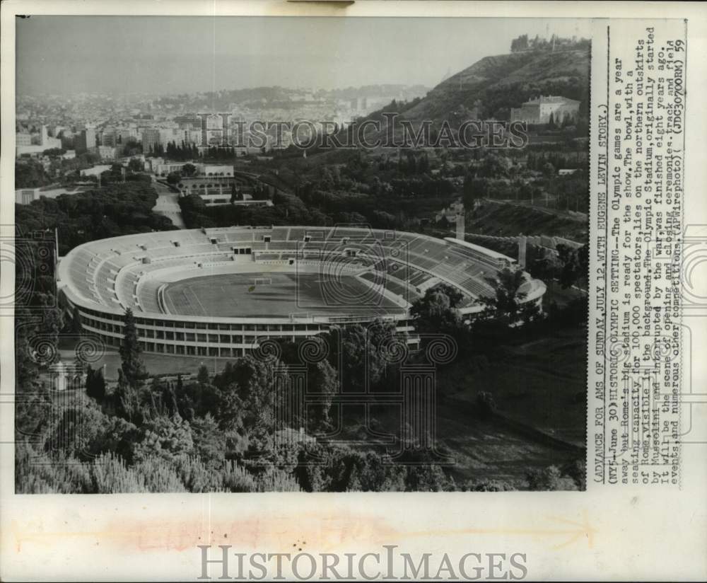1959, Olympic Stadium, &quot;The bowl&quot; on the outskirts of Rome, Italy - Historic Images