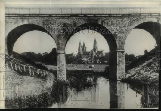 1944, Spires of Bayeux's cathedral, Five Miles inland from Normandy - Historic Images