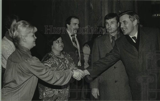 1980 Press Photo U.S Vice President Walter Mondale on presidential campaign, WI - Historic Images