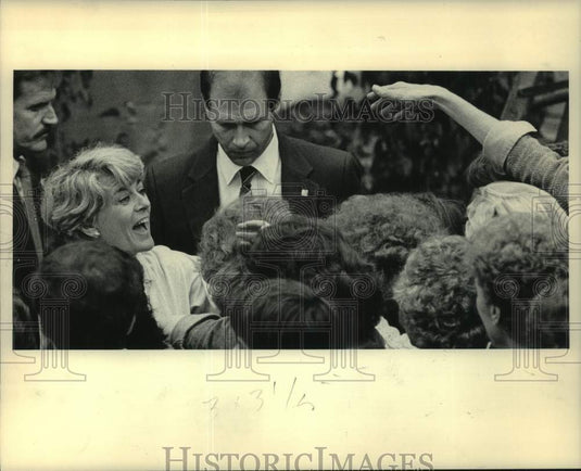 1984 Press Photo Geraldine F. Ferraro at campaign rally in Madison, Wisconsin