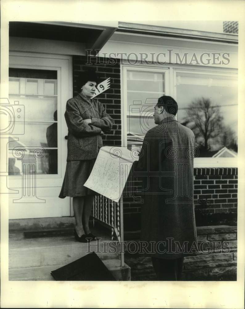 1960, Census Enumerator calls on Mrs. Louis Cusin, Suitland, Maryland - Historic Images