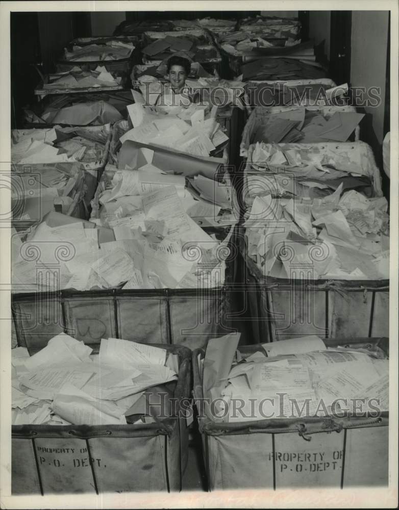 1955, Carts of post office records to be destroyed, Washington, D.C. - Historic Images