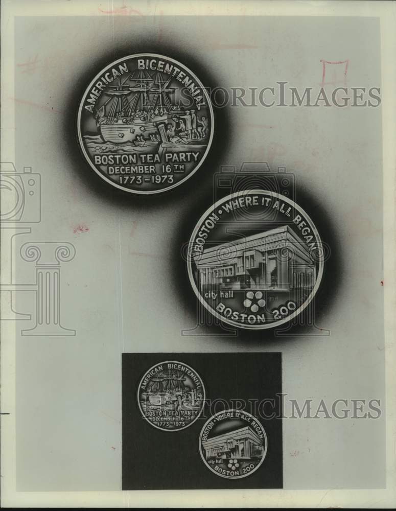 1978 Press Photo Boston Tea Party 200th anniversary commemorative medals - Historic Images