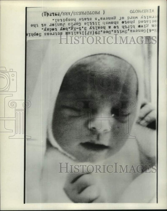 1968, Actress Sophia Loren's newborn son Carlo Jr., Switzerland - Historic Images