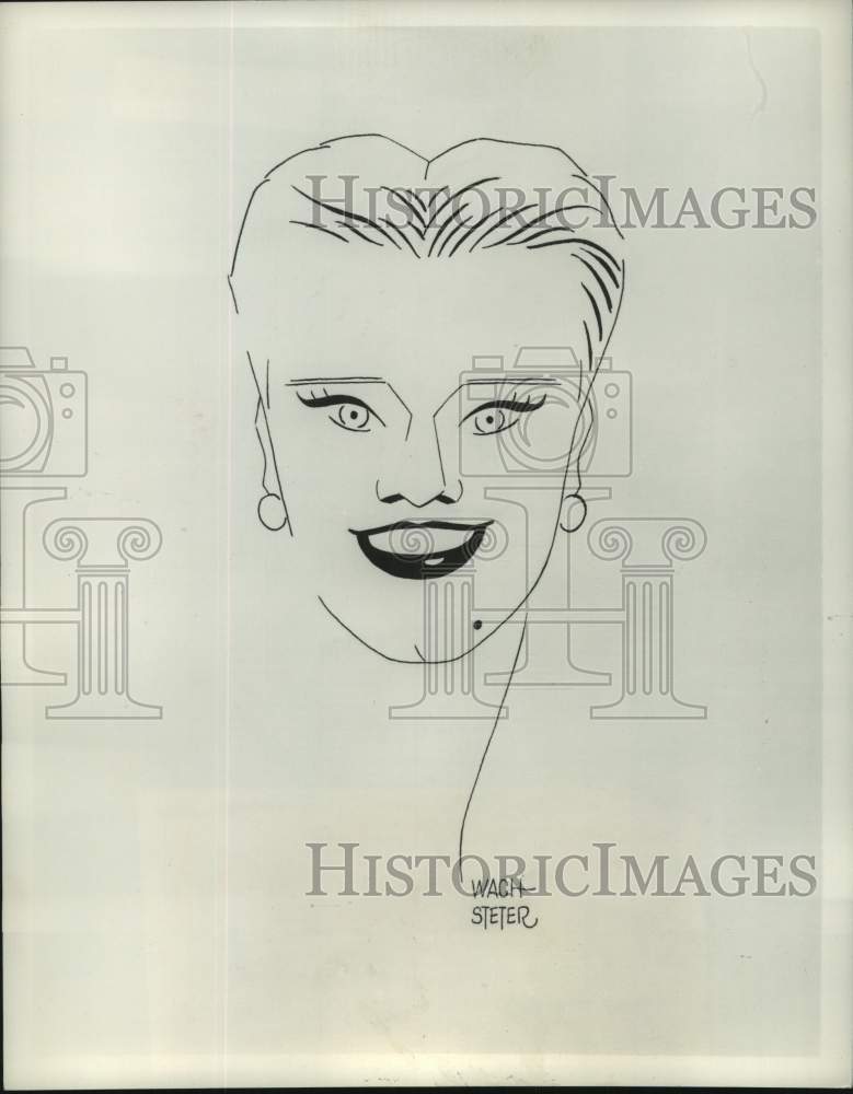 1955 caricature of Ginger Rogers by Wachstetter - Historic Images