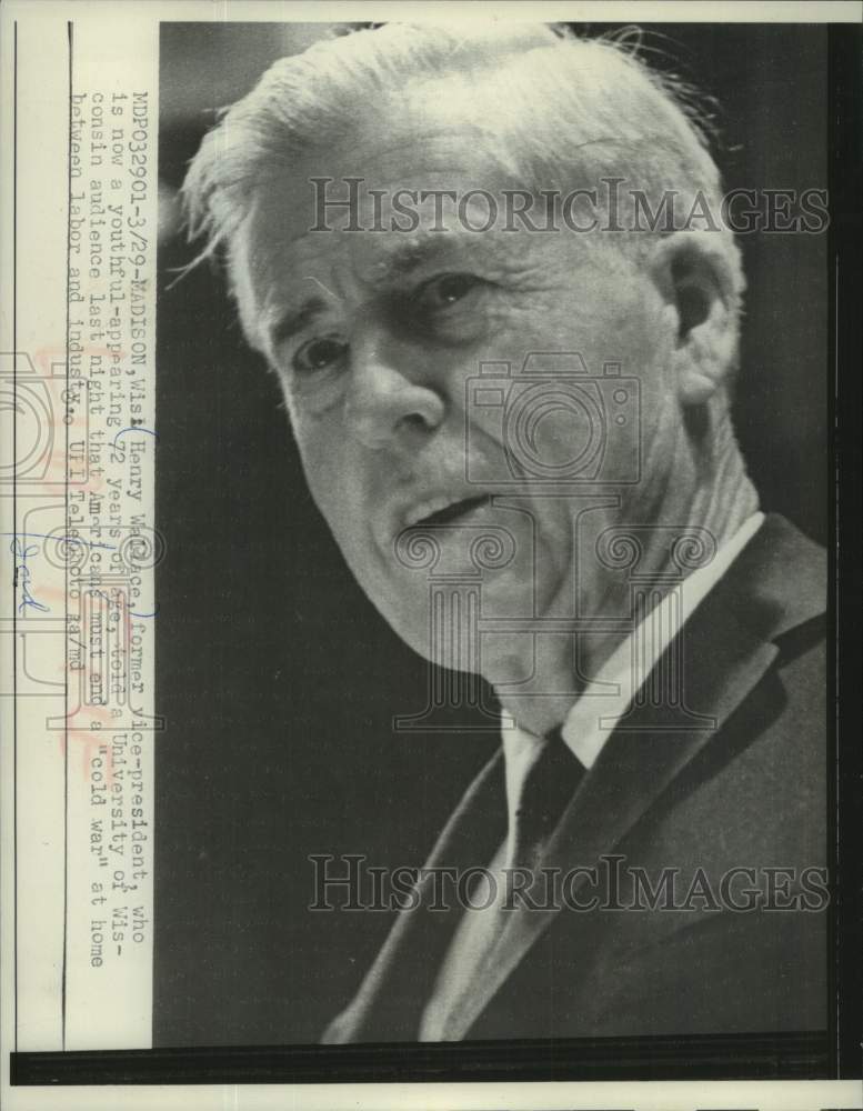 1961, Former Vice-President Henry Wallace at University of Wisconsin - Historic Images