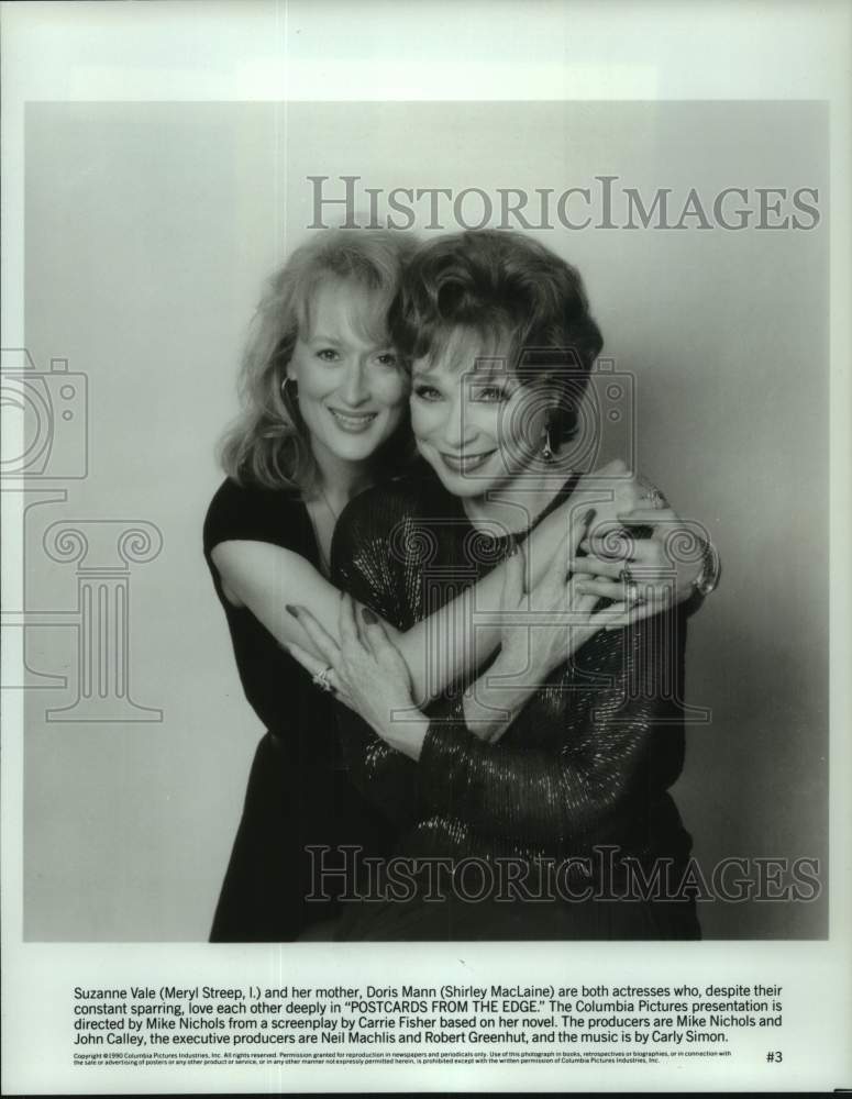 1990 Press Photo Meryl Streep &amp; Shirley Maclaine in &quot;Postcards From The Edge&quot; - Historic Images