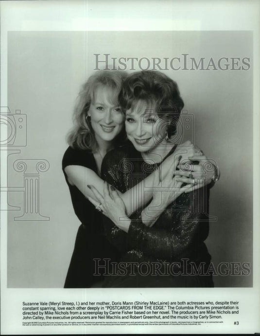 1990 Press Photo Meryl Streep & Shirley Maclaine in "Postcards From The Edge" - Historic Images