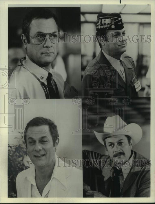 1975 Press Photo Tony Curtis in various roles in "McCoy's Big Ripoff" - Historic Images