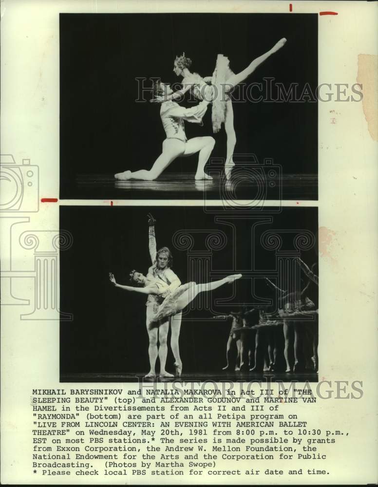 1981 Press Photo Ballerina Natalia Makarova &amp; others in &quot;The Sleeping Beauty&quot; - Historic Images