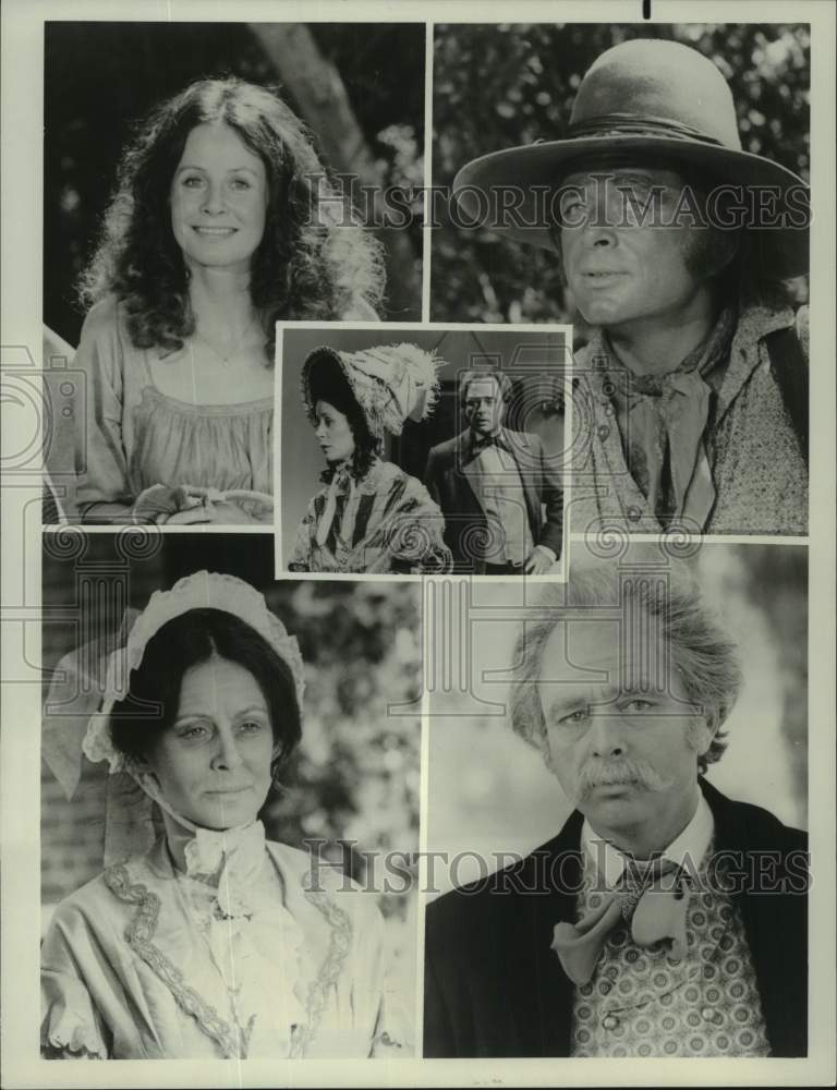 1976 Press Photo Sarah Miles &amp; Harris Yulin in &quot;James Michener&#39;s Dynasty&quot; - Historic Images