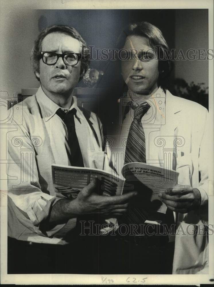 1977 Press Photo Patrick McGoohan &amp; John Getz on &quot;Rafferty&quot;. - mjc32191 - Historic Images