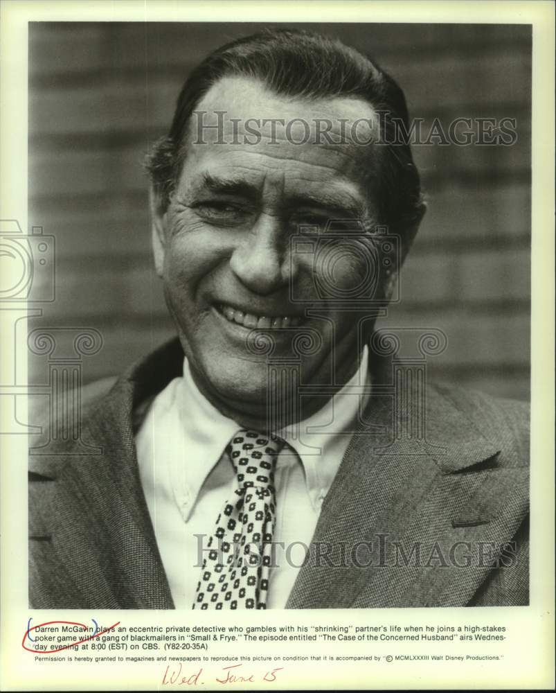 1983 Press Photo Darren McGavin plays an eccentric detective on "Small & Frye". - Historic Images