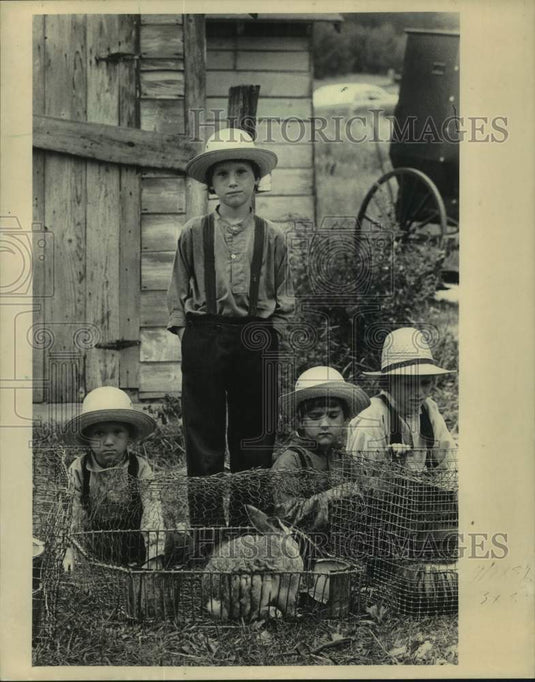 1983 Press Photo Children attended Amish auction at Blair in Trempealeau County. - Historic Images