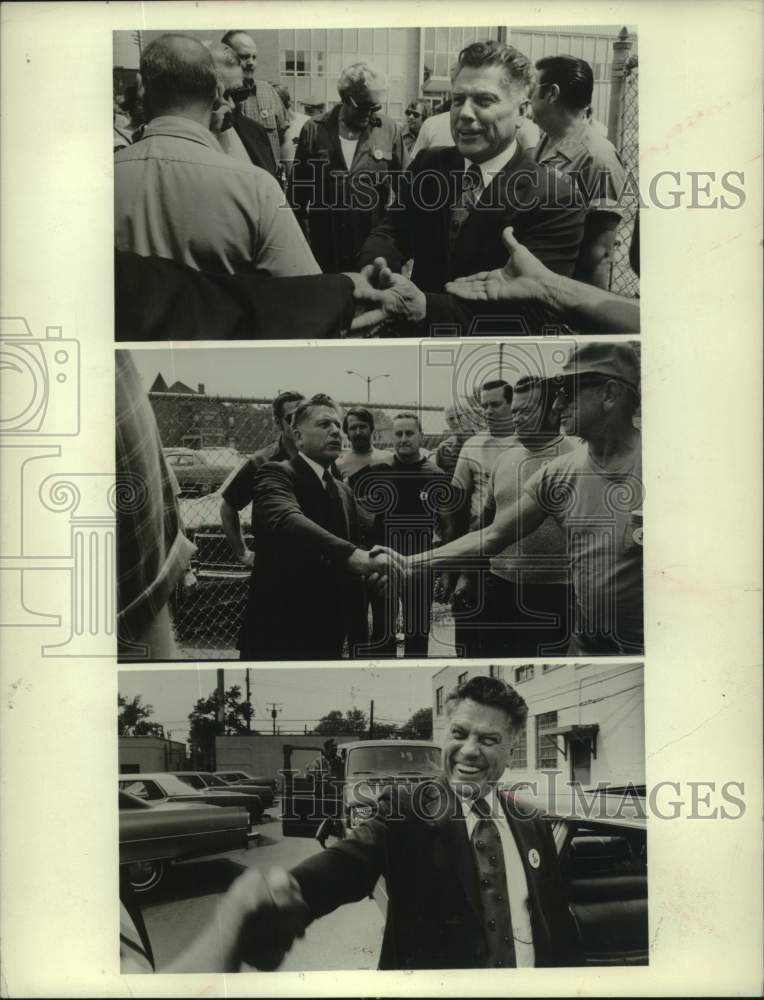 1974, Teamster President James R. Hoffa greets union faithful. - Historic Images
