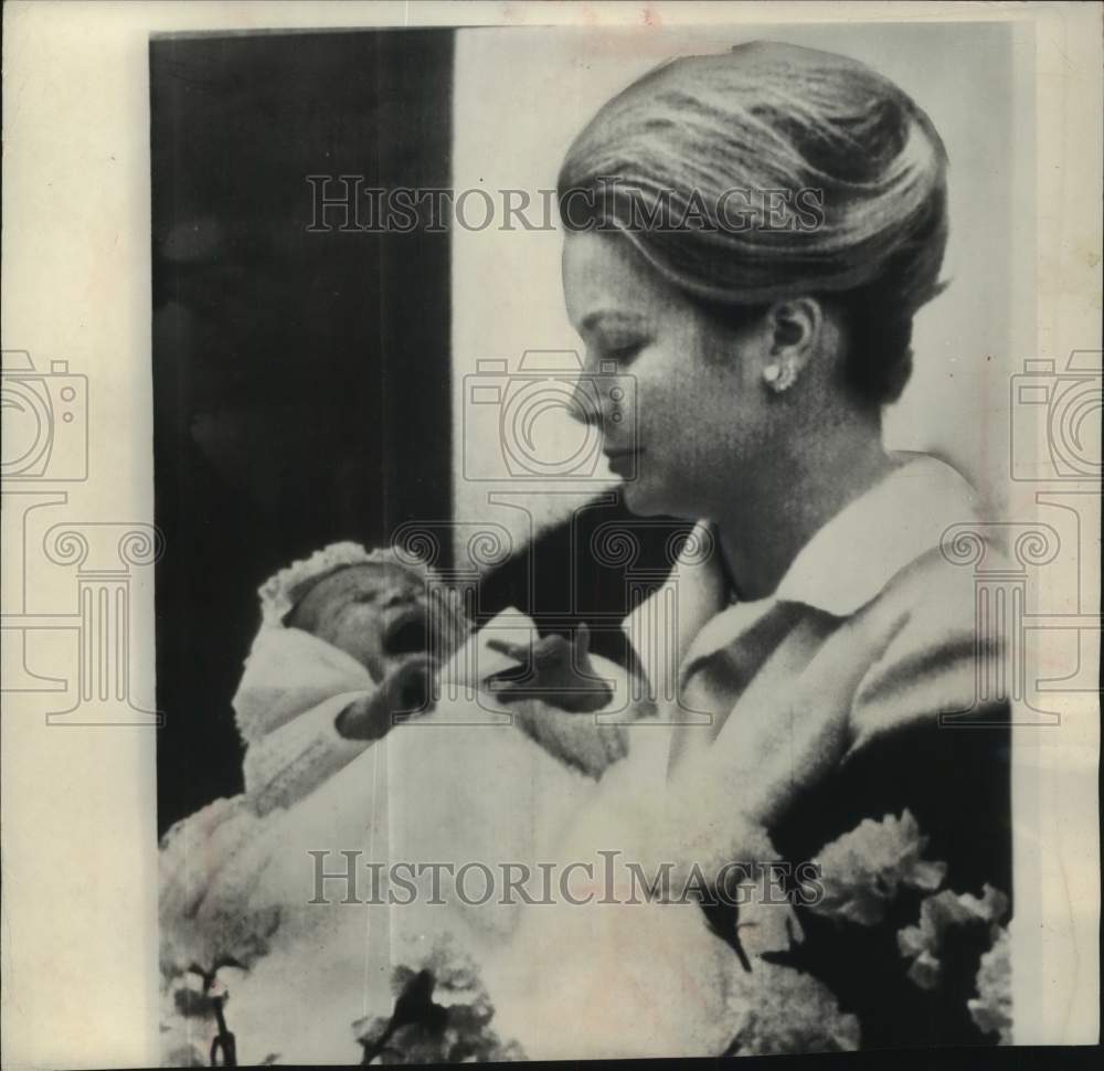 1965 Press Photo Princess Grace of Monaco &amp; daughter at baptism ceremony, Monaco - Historic Images