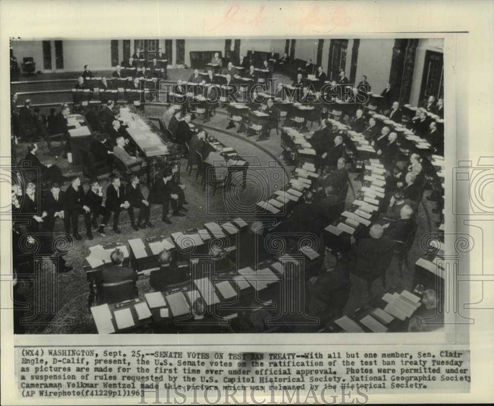 1963, Senate Vote Test Ban Treaty, Washington; First allowed photo - Historic Images