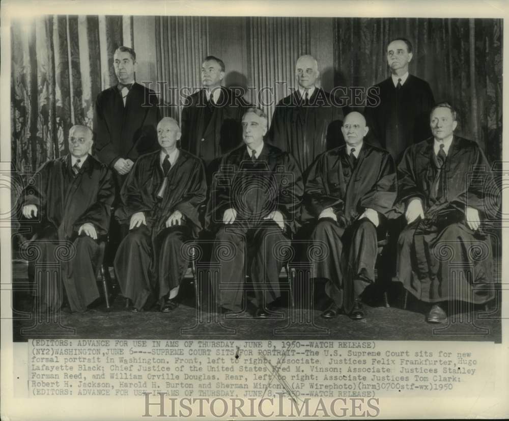 1950 Press Photo Supreme Court Formal Portrait, Washington D.C. - mjc32446- Historic Images
