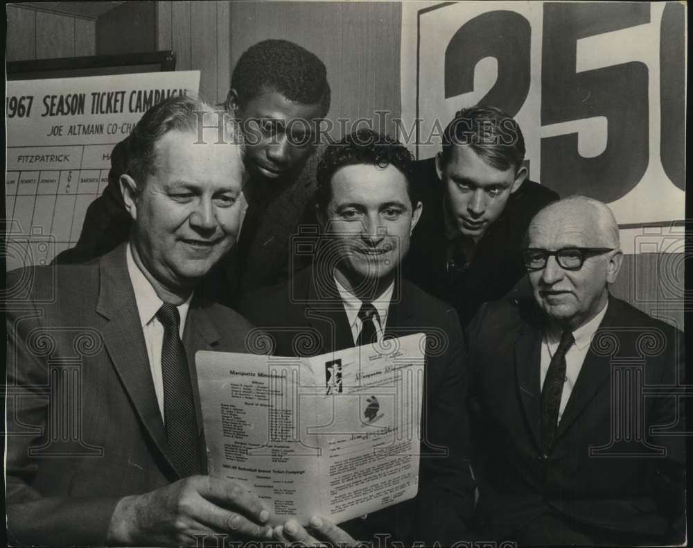 1967 Press Photo Marquette University Basketball Coach, Players &amp; Ticket Sales - Historic Images