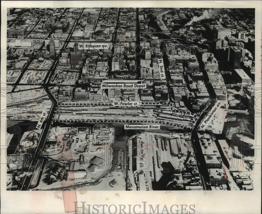 1963, Aerial View of proposed United States Post Office in Milwaukee - Historic Images
