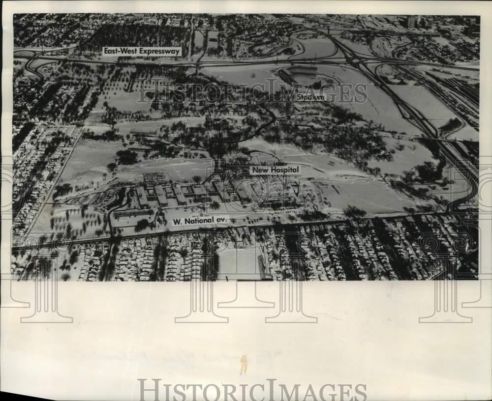 1963, Aerial View of Government proposed post office Milwaukee - Historic Images