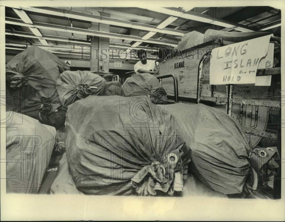 1973, Mail Bags Pile Up from Mailmen Strike, Chicago Main Post Office - Historic Images