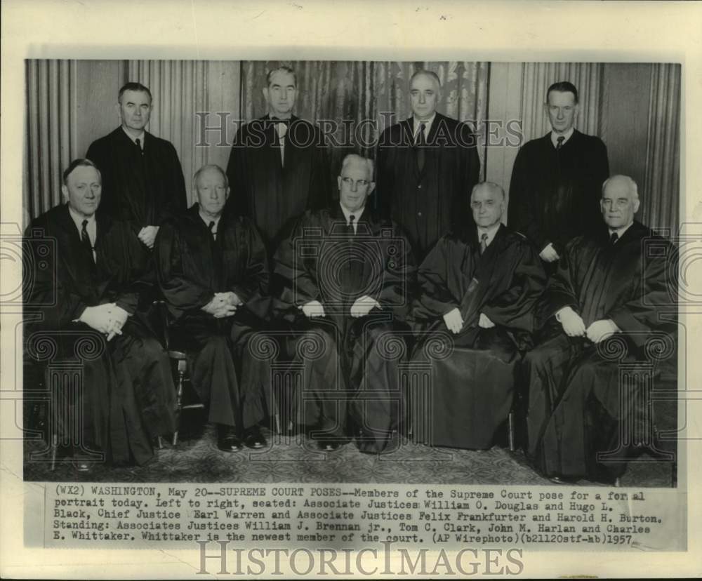 1957, United States Supreme Court members pose in Washington - Historic Images