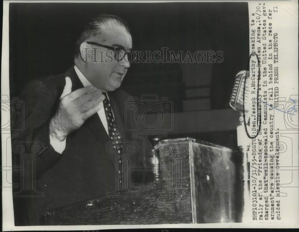 1955, Senator Joseph McCarthy speaking in Boston - mjc32810 - Historic Images