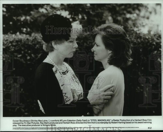 1989 Press Photo Shirley MacLane and Sally Field in "Steel Magnolias." - Historic Images